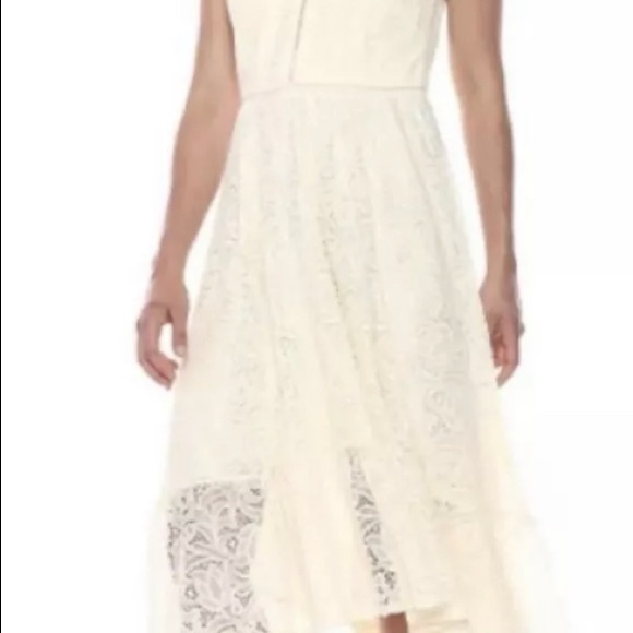 Vince Camuto lace halter sundress size 12 Ivory High Low Hem Lined $148 NWT - Picture 11 of 12